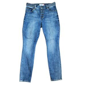 Cabi Jeans Womens Size 6 Braided Waist Skinny Button Fly Blue Denim Style 5694
